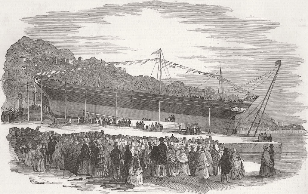 IRELAND. Launch. Pelican, Ship, Cork 1850 old antique vintage print picture